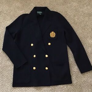 Classic Ralph Lauren emblem rare wool Double-Breasted sweater with Gold Buttons